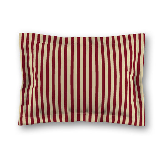 Desert Sand Microfibre Sham with Flange, Thin Burgundy Red Bars on Front, Tan Reverse Side, King (width x length) 22 x 38 inches / 56 x 97 cm