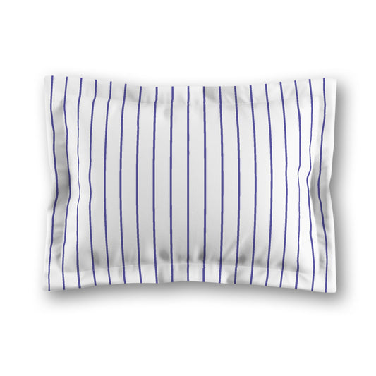White Microfiber Sham with Flange, Purple Stripes on Front, White Reverse Side, King - 22 x 38 inches