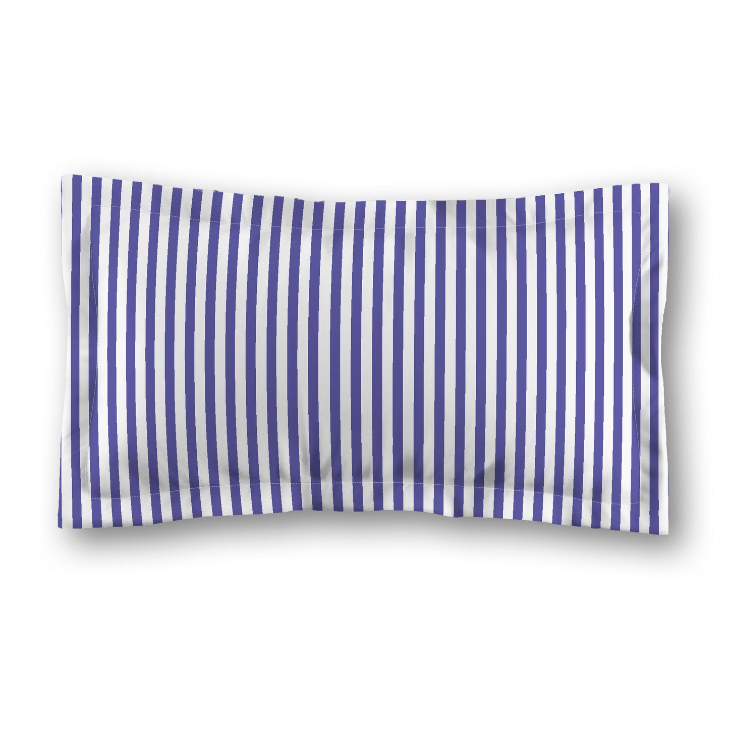 White Microfiber Sham with Flange, Thin Purple Bars on Front, White Reverse Side, Standard - 22 x 30 inches
