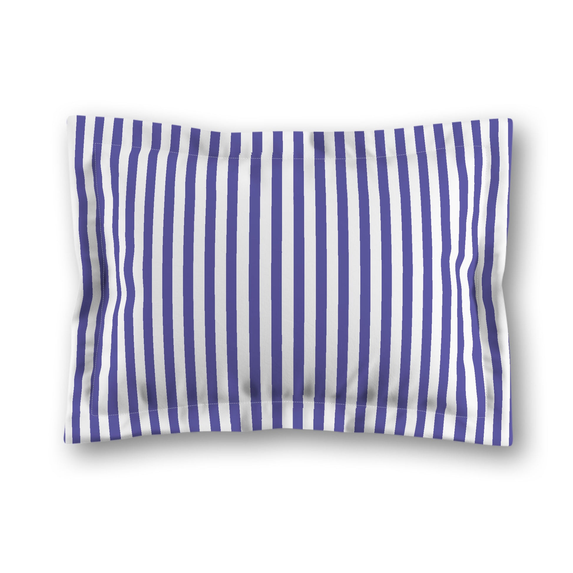 White Microfiber Sham with Flange, Thin Purple Bars on Front, White Reverse Side, King - 22 x 38 inches