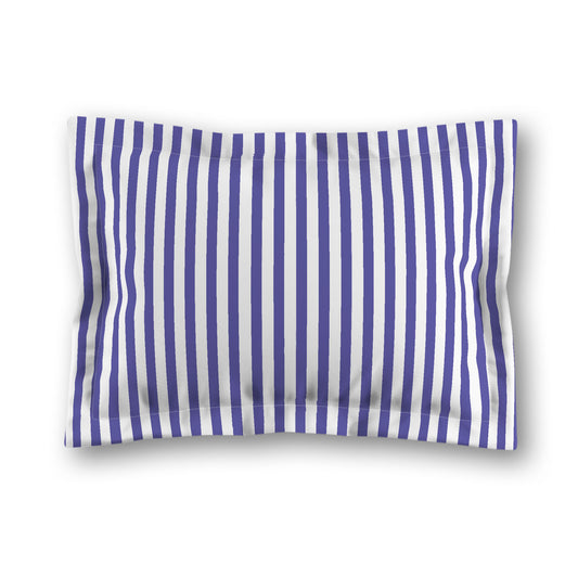 White Microfiber Sham with Flange, Thin Purple Bars on Front, White Reverse Side, King - 22 x 38 inches
