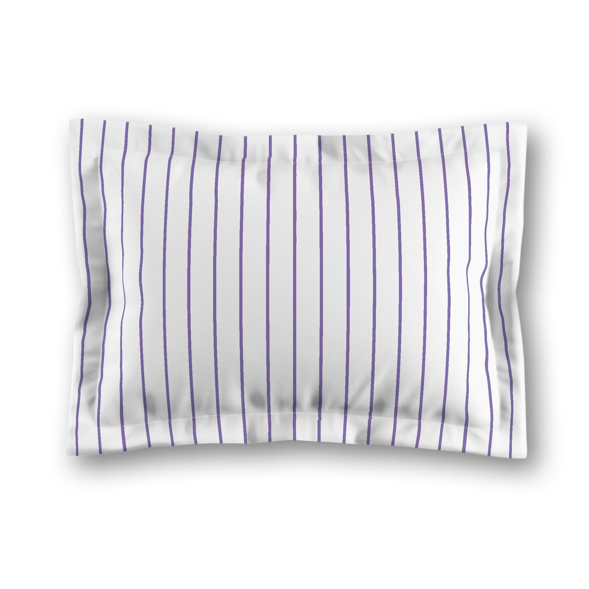 White Microfiber Sham with Flange, Purple Stripes on Front, White Reverse Side, King - 22 x 38 inches