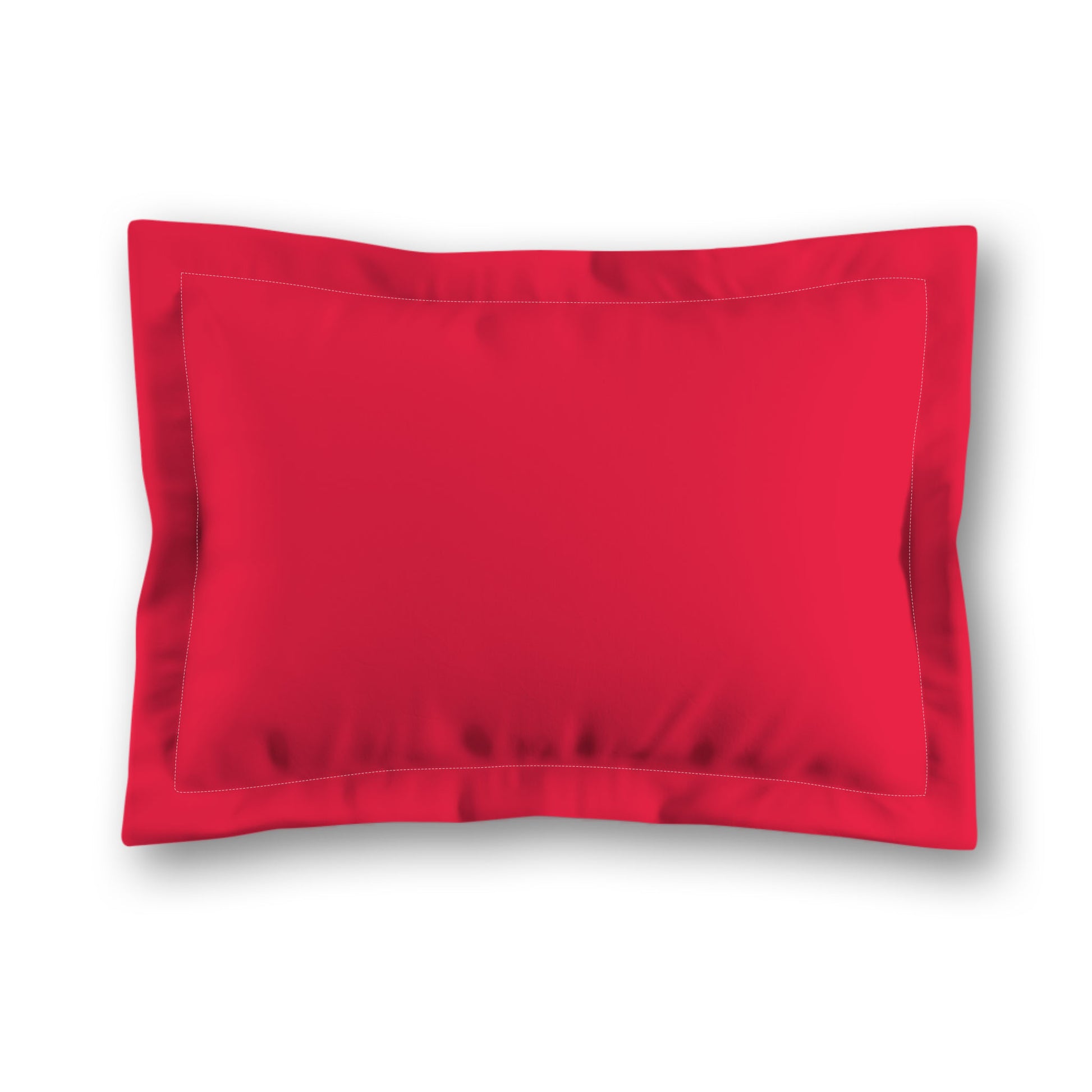 Red Microfiber Sham with Flange, White Reverse Side, King - 22 x 38 inches