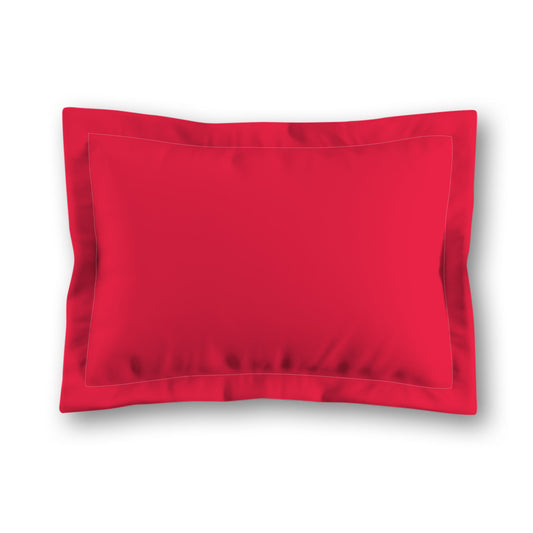 Red Microfiber Sham with Flange, White Reverse Side, King - 22 x 38 inches