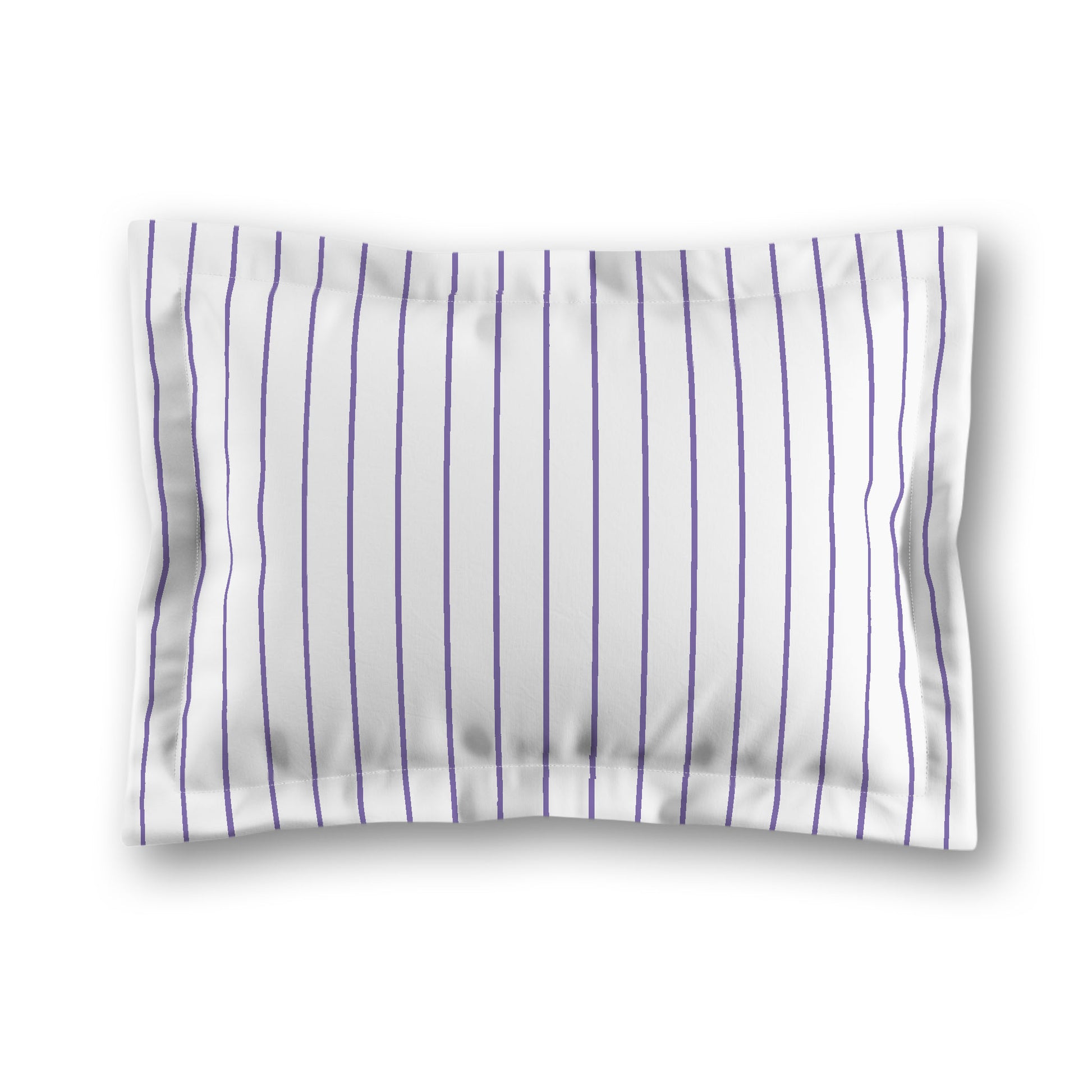 White Microfiber Sham with Flange, Purple Stripes on Front, White Reverse Side, King - 22 x 38 inches