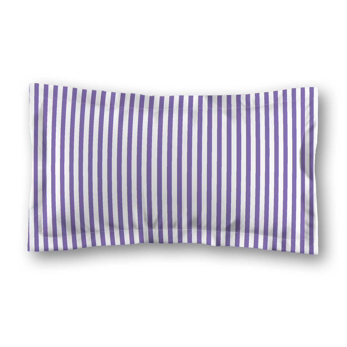 White Microfiber Sham with Flange, Thin Purple Bars on Front, White Reverse Side, Standard - 22 x 30 inches