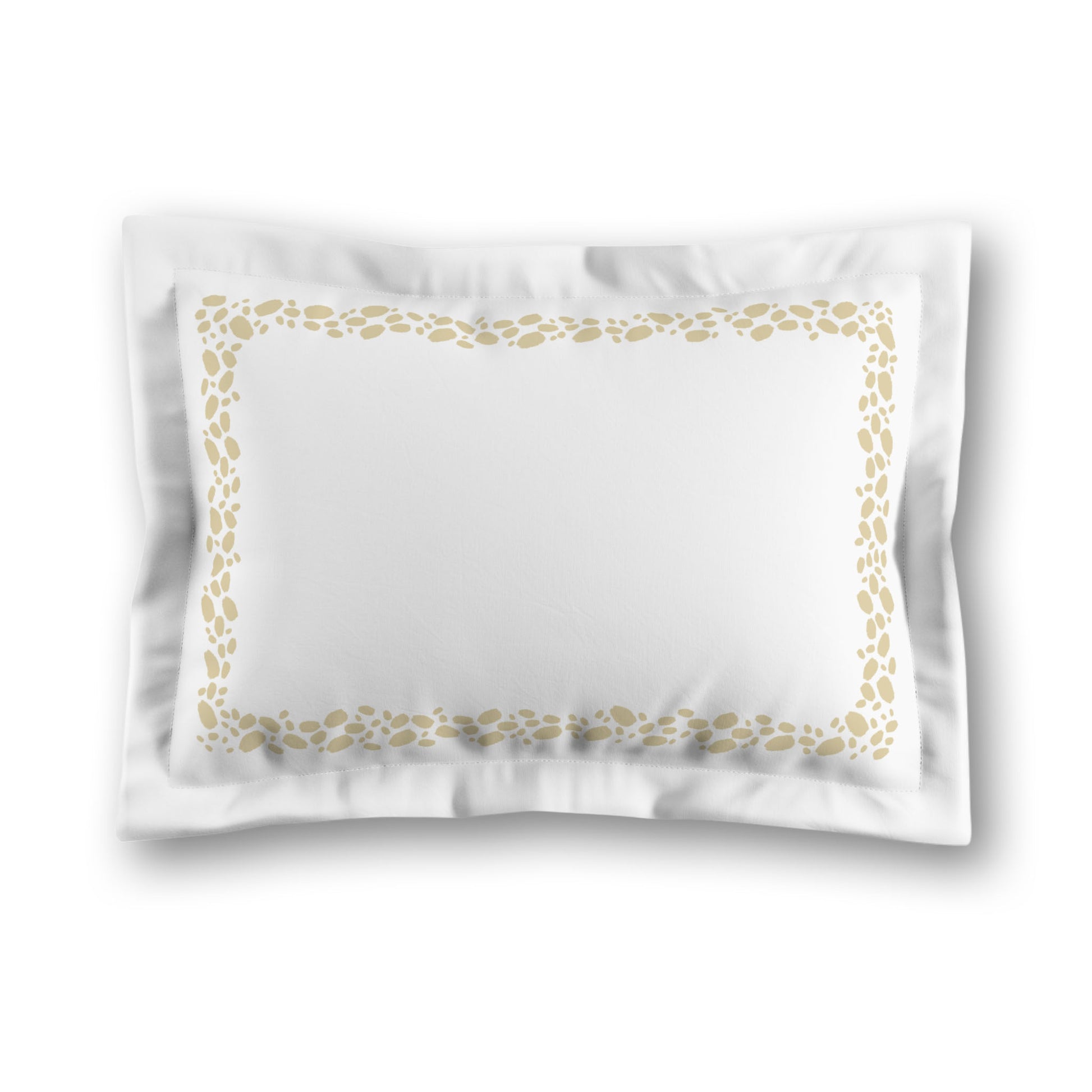 White Microfiber Pillow Sham with Flange, Desert Sand Hand-painted Dab Motif Print, Classic Border, White Reverse Side, King (width x length) 22 x 38 inches / 56 x 97 cm