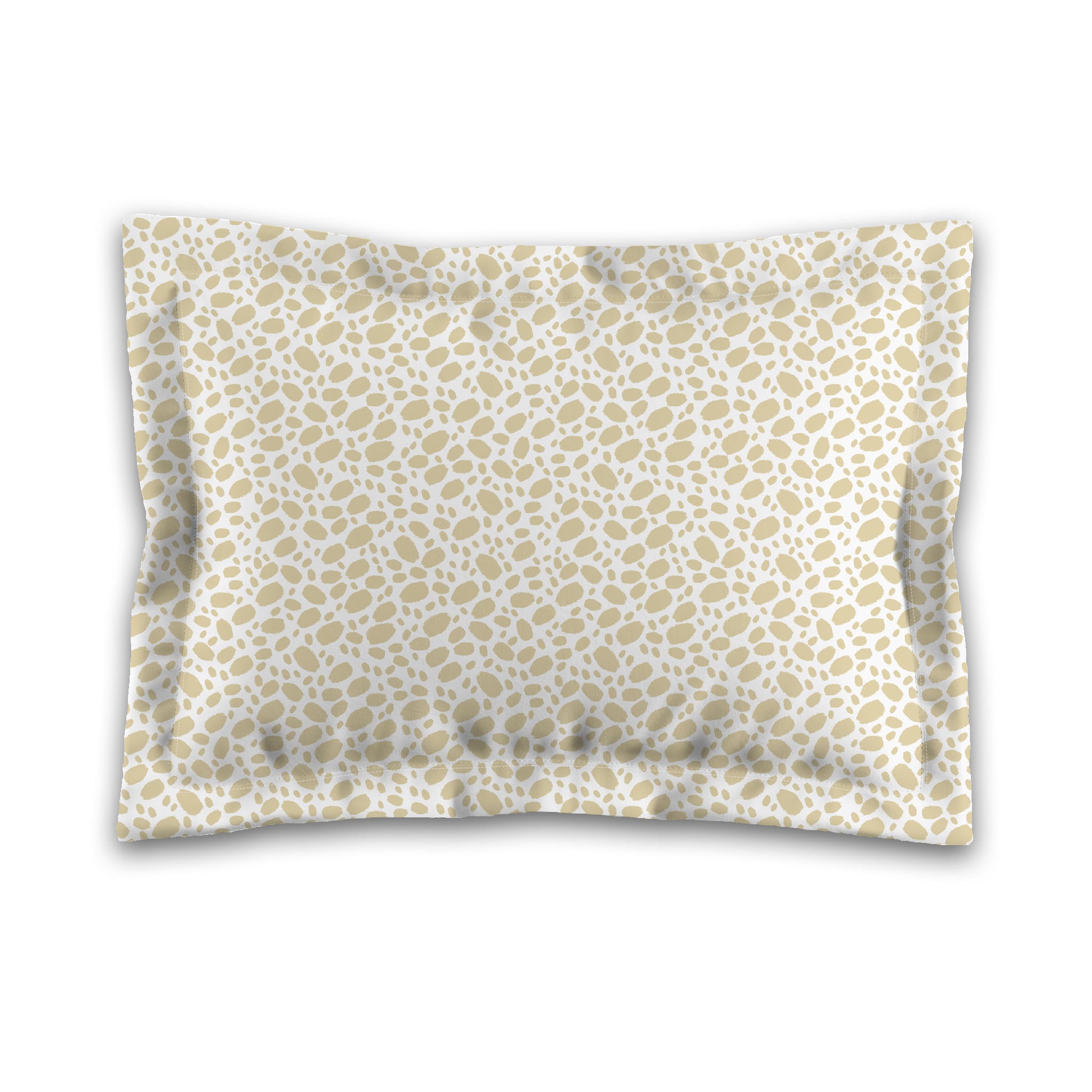 White Microfiber Pillow Sham with Flange, Desert Sand Hand-painted Dab Motif Print, White Reverse Side, King (width x length) 22 x 38 inches / 56 x 97 cm