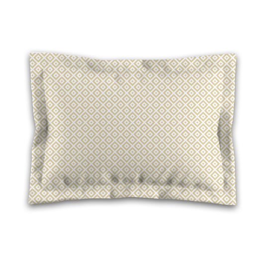 White Microfiber Pillow Sham with Flange, Desert Sand Repeating Square Motif Print, White Reverse Side, King (width x length) 22 x 38 inches / 56 x 97 cm