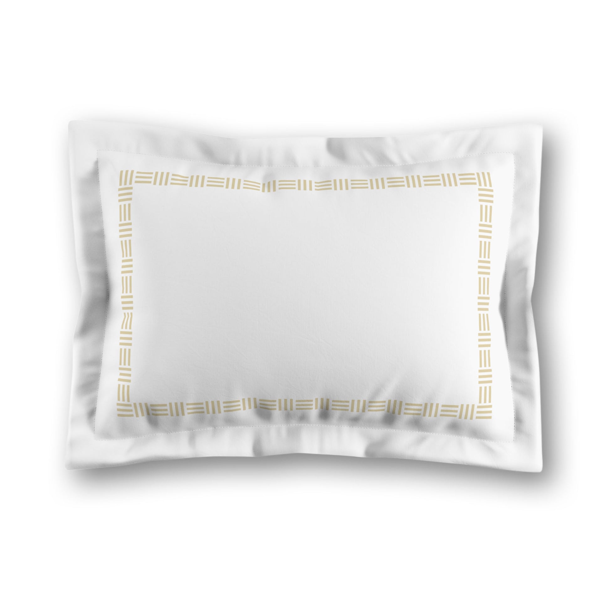 White Microfiber Pillow Sham with Flange, Desert Sand Single Weave Motif Print, Classic Border, White Reverse Side, King (width x length) 22 x 38 inches / 56 x 97 cm