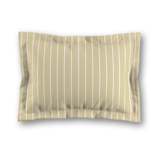 Desert Sand Microfiber Sham with Flange, White Stripes on Front, White Reverse Side, King (width x length) 22 x 38 inches / 56 x 97 cm