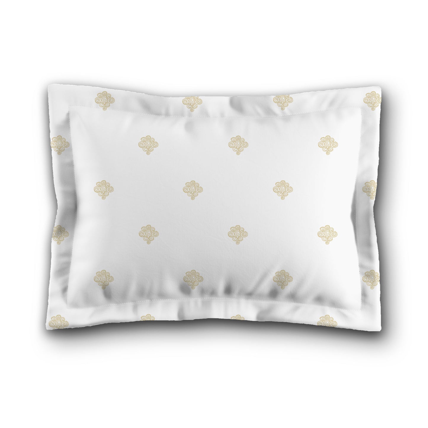 White Microfiber Pillow Sham with Flange, Desert Sand Hand-painted Swizzle Motif Print, White Reverse Side, King (width x length) 22 x 38 inches / 56 x 97 cm