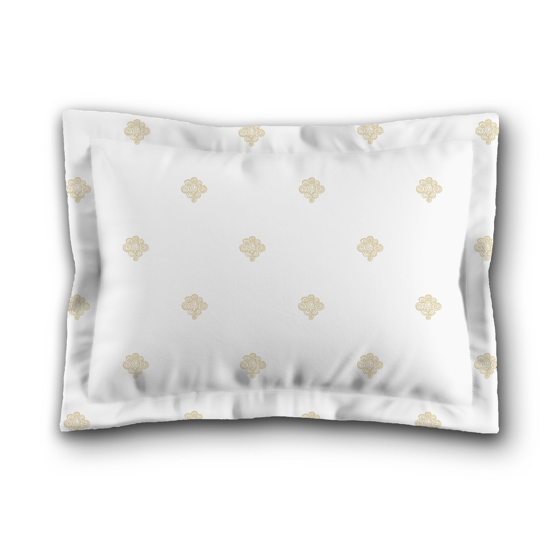 White Microfiber Pillow Sham with Flange, Desert Sand Hand-painted Swizzle Motif Print, White Reverse Side, King (width x length) 22 x 38 inches / 56 x 97 cm