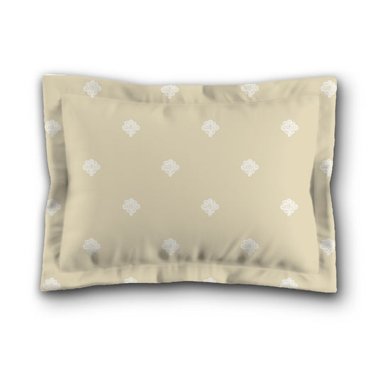 Desert Sand Microfiber Pillow Sham with Flange, White Hand-painted Swizzle Motif Print, White Reverse Side, King (width x length) 22 x 38 inches / 56 x 97 cm
