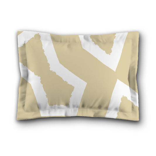 Desert Sand Microfiber Pillow Sham with Flange, Bold White Graphic on Front, White Reverse Side, King (width x length) 22 x 38 inches / 56 x 97 cm