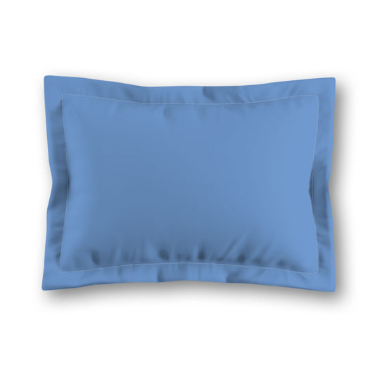 Blue Microfiber Sham with Flange, White Reverse Side | MFSF-1400