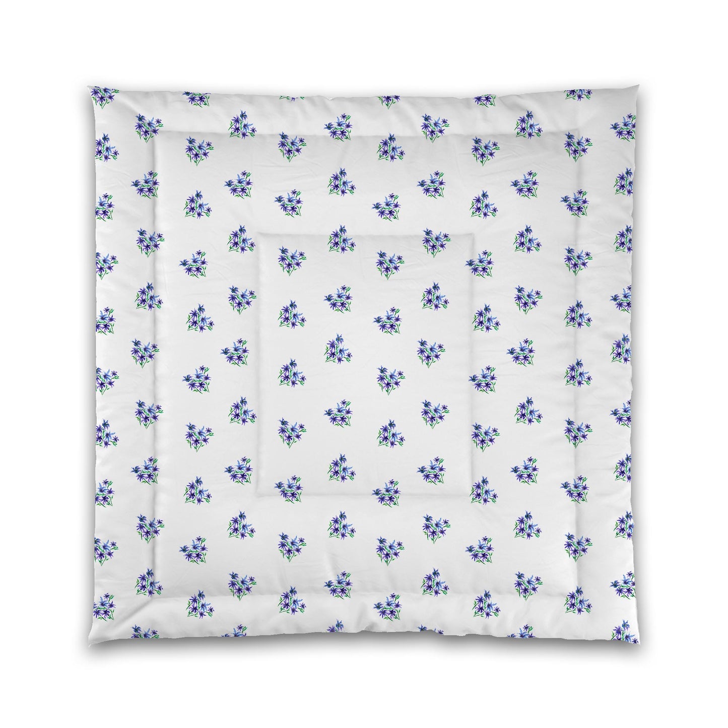 White Microfiber Comforter, Medium Purple Floral Pattern | MFCO-1305