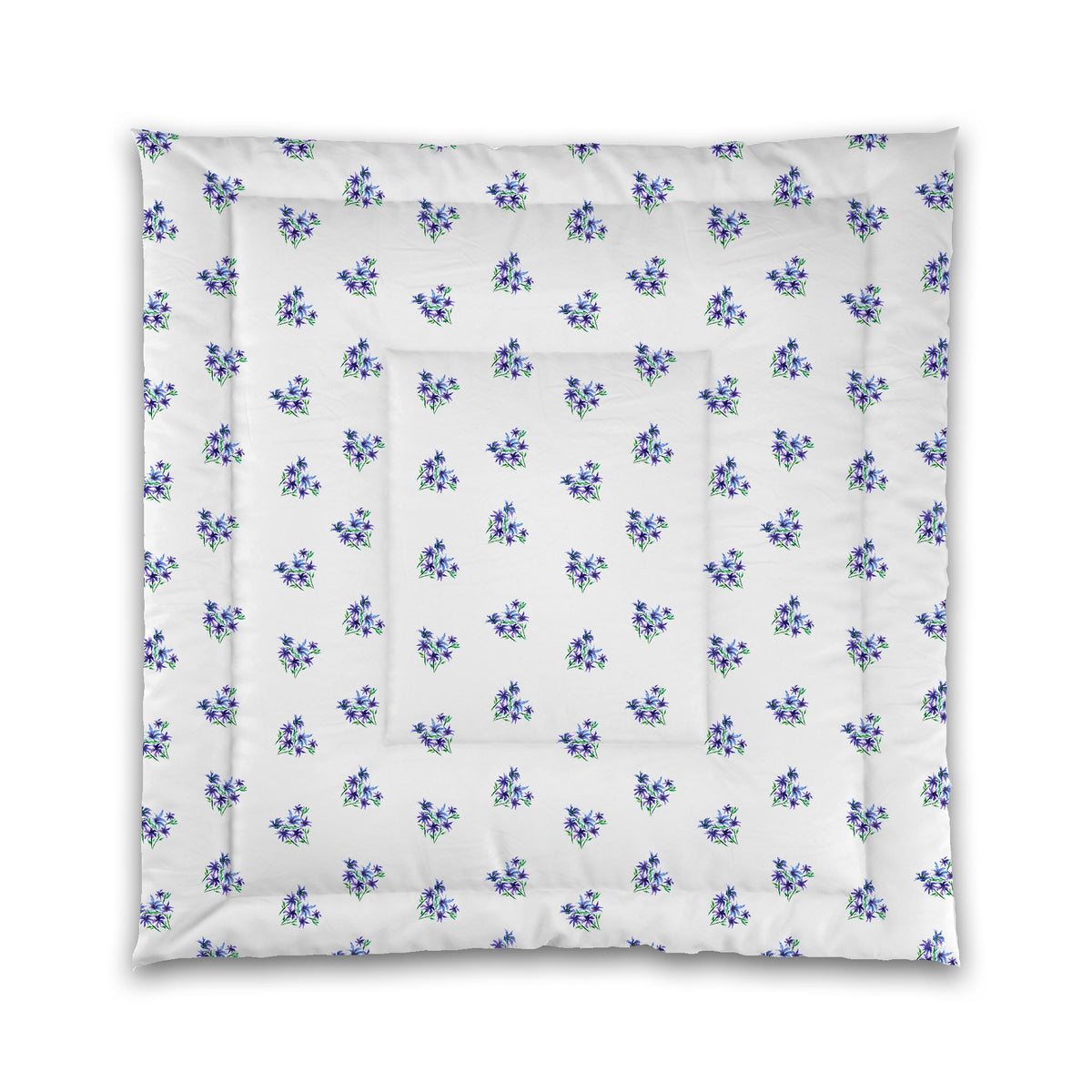 Indigo Bloom — White Microfiber Comforter with Medium Floral Pattern | Queen - 88 x 88 inches