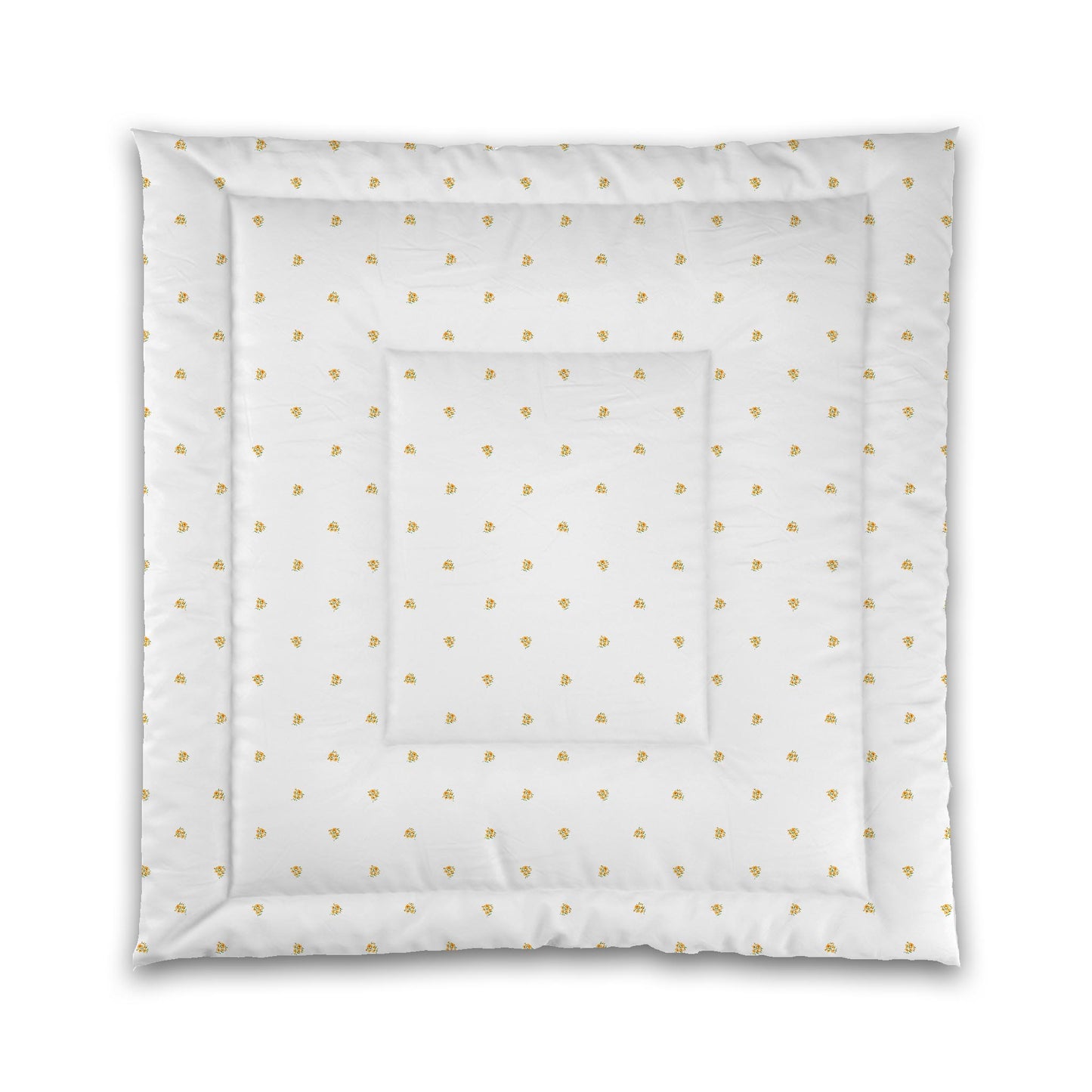 White Microfiber Comforter, Small Yellow-Orange Floral Pattern | MFCO-1316