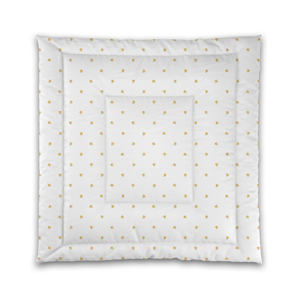 Saffron Garden — White Microfiber Comforter with Small Yellow-Orange Floral Pattern | Queen - 88 x 88 inches