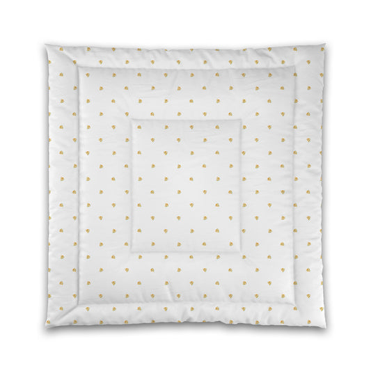 White Microfiber Comforter, Small Yellow-Orange Floral Pattern | MFCO-1316