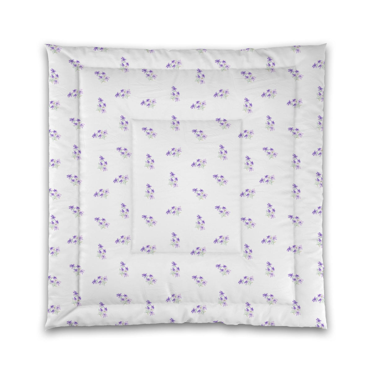 Soft Purple Bloom — White Microfiber Comforter with Medium Purple Floral Pattern | Queen - 88 x 88 inches