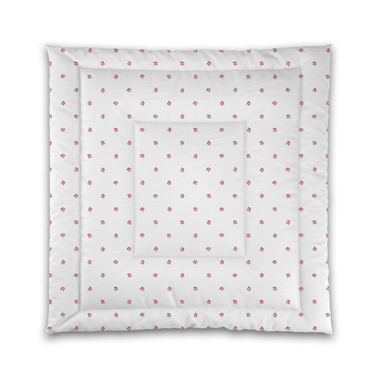 White Microfiber Comforter, Small Red Floral Pattern | MFCO-1336
