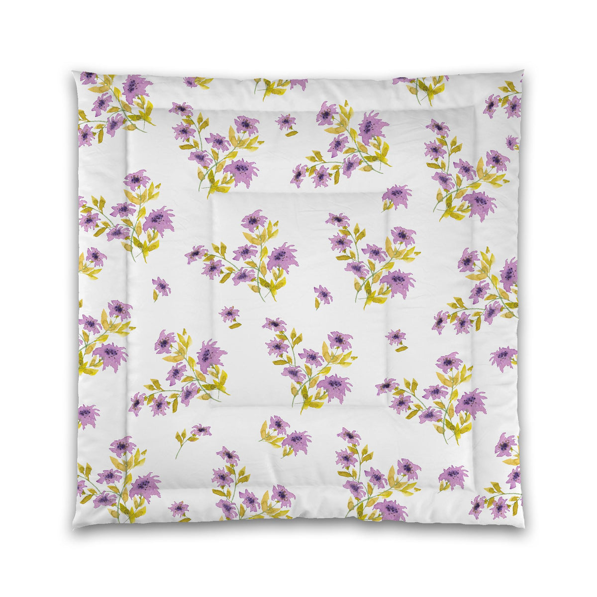 Mauve Bloom — White Microfiber Comforter with Large Mauve Floral Print | Queen - 88 x 88 inches