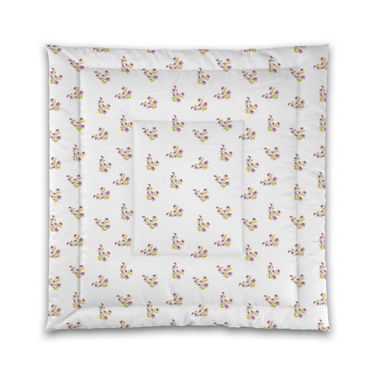 Mauve Bloom — White Microfiber Comforter with Medium Mauve Floral Pattern | Queen - 88 x 88 inches
