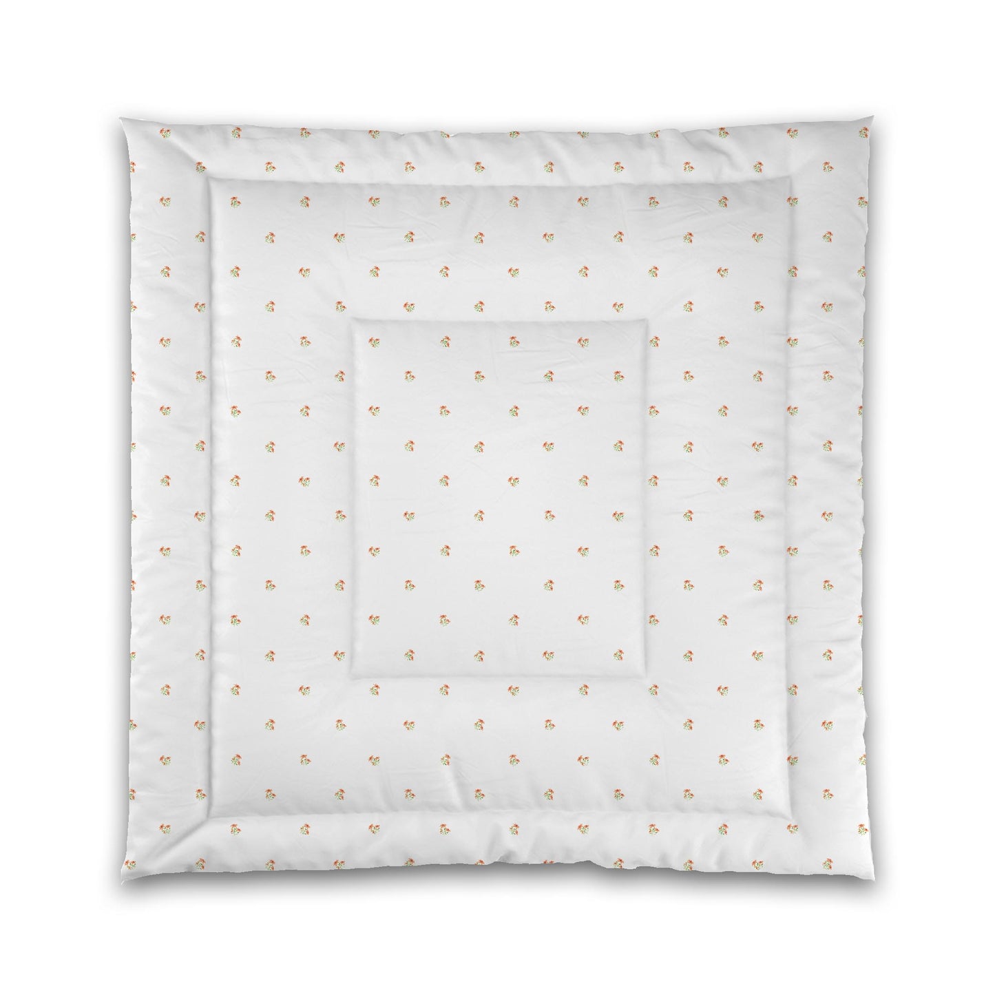 White Microfiber Comforter, Small Pale Orange Floral Pattern | MFCO-1386