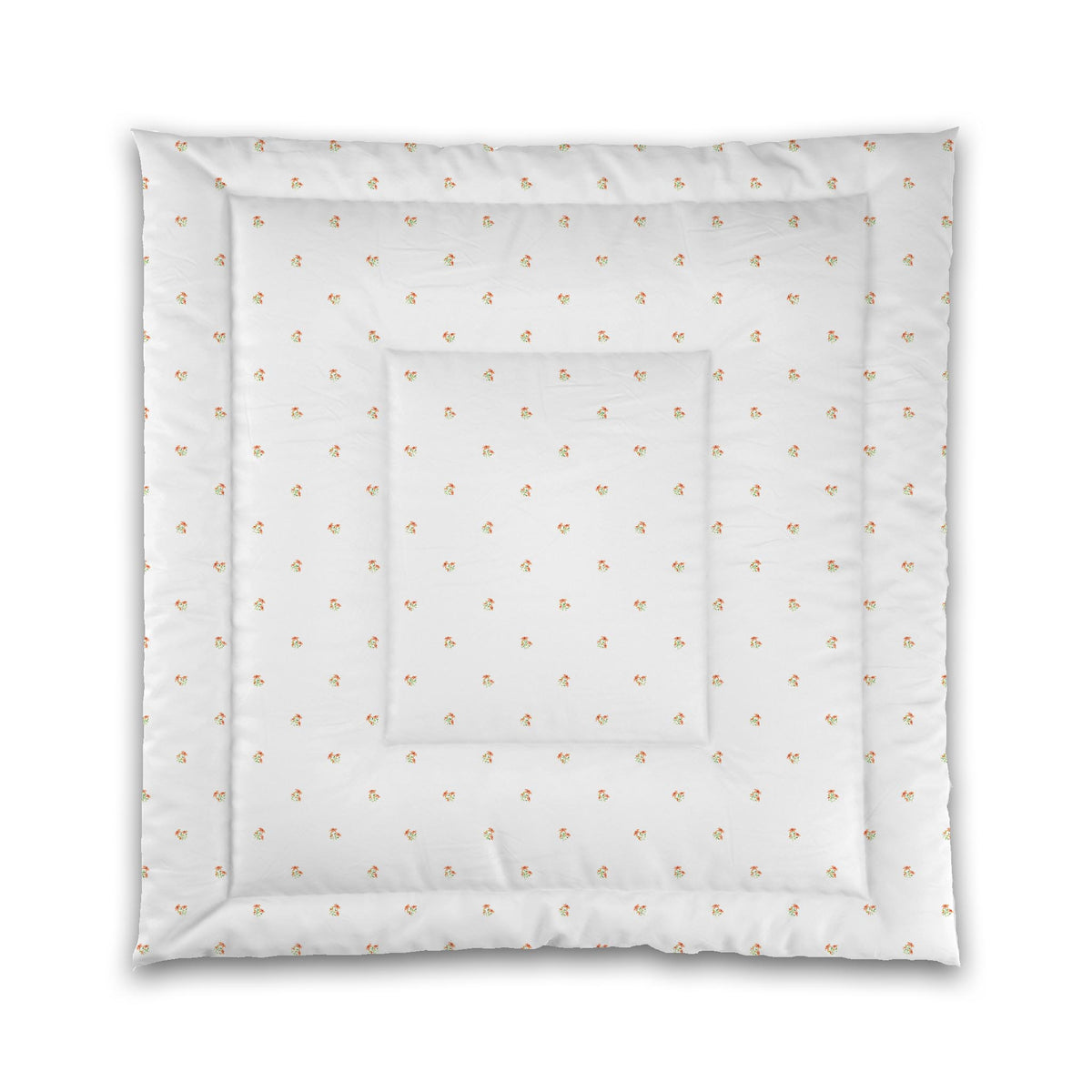 Peach Bloom — White Microfiber Comforter with Small Pale Orange Floral Pattern | Queen - 88 x 88 inches