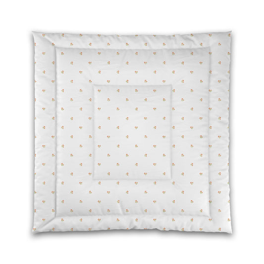 White Microfiber Comforter, Small Pale Orange Floral Pattern | MFCO-1386