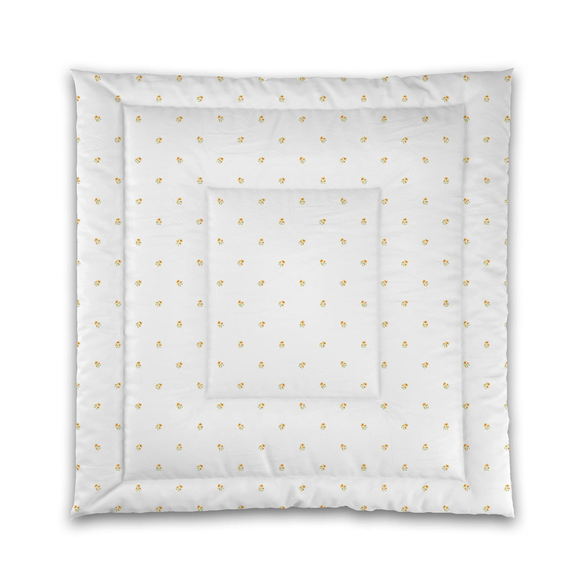 Citrine Bloom — White Microfiber Comforter with Small Yellow-Orange Floral Pattern | Queen - 88 x 88 inches