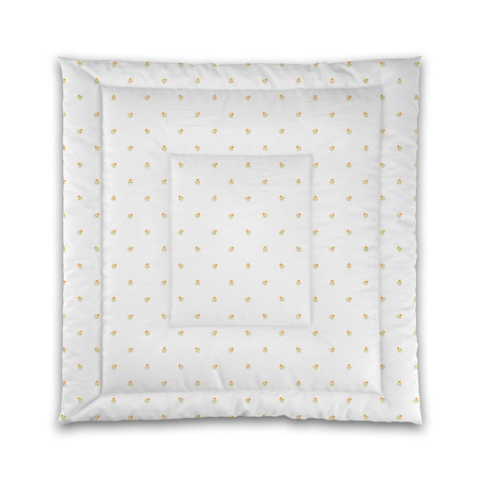 White Microfiber Comforter, Small Yellow-Orange Floral Pattern | MFCO-1396