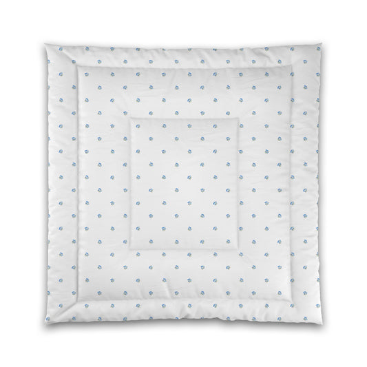 White Microfiber Comforter, Small Blue Floral Pattern | MFCO-1406
