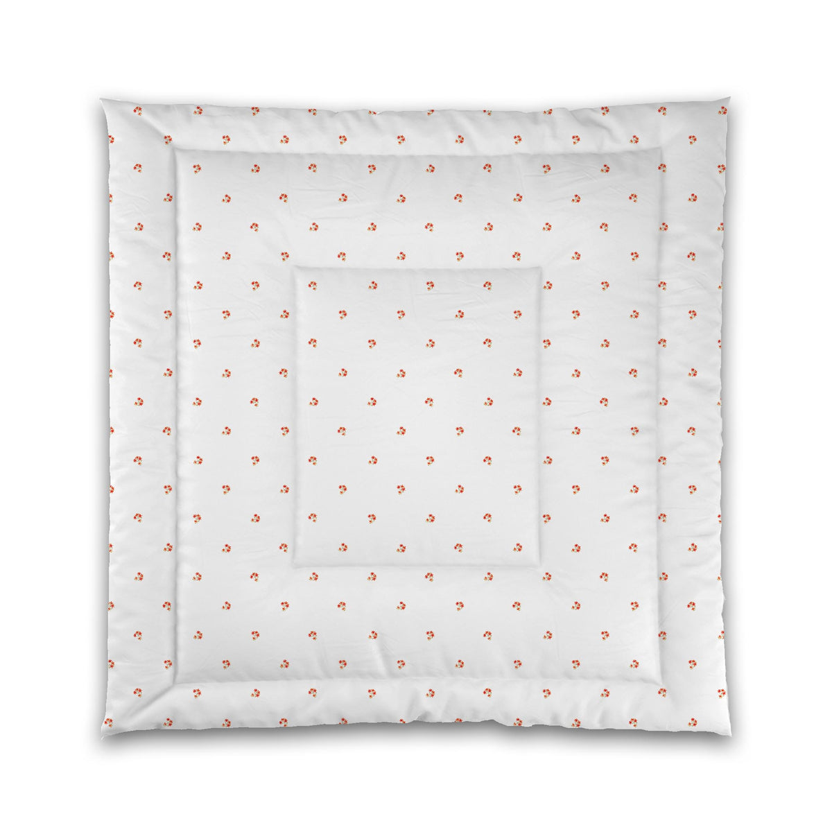 Flame Bloom — White Microfiber Comforter with Small Red Floral Pattern | Queen - 88 x 88 inches