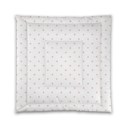 White Microfiber Comforter, Small Red Floral Pattern | MFCO-1416