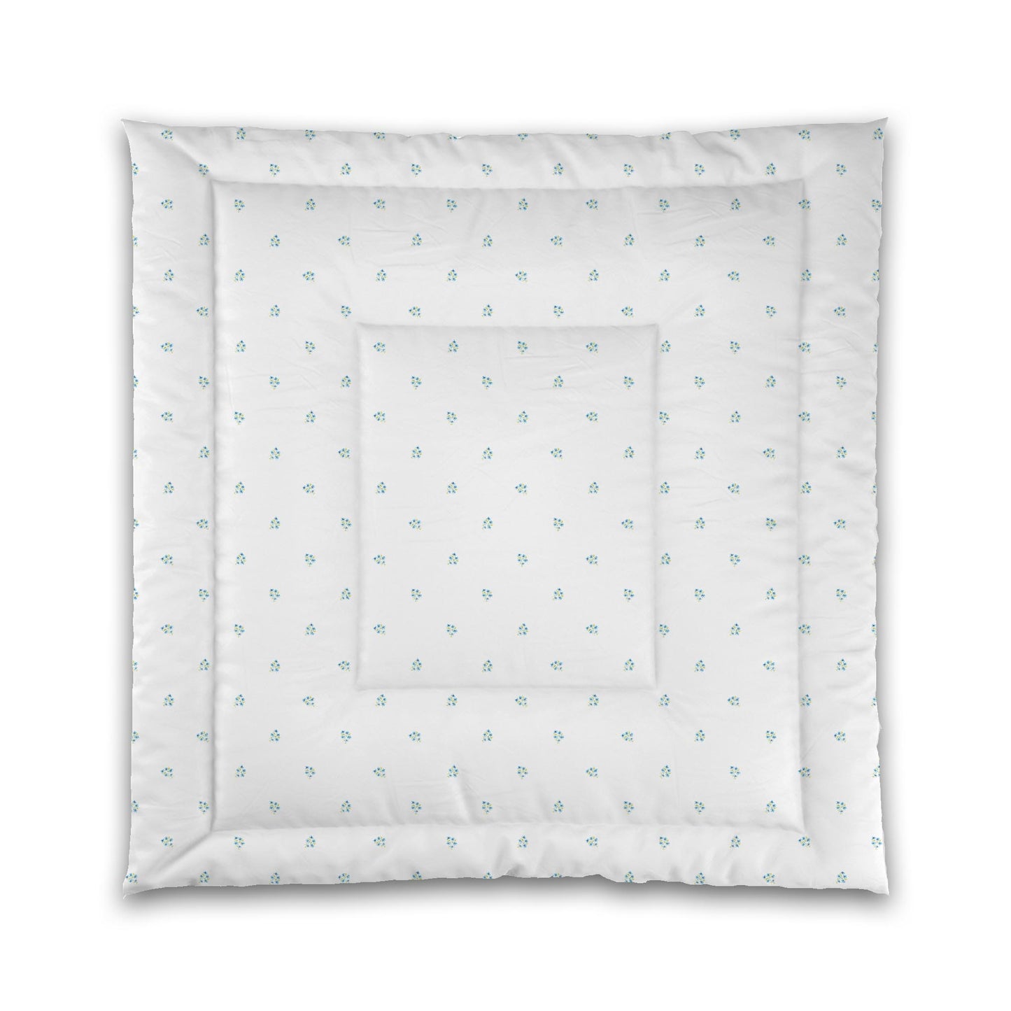 White Microfiber Comforter, Small Blue Floral Pattern | MFCO-1436