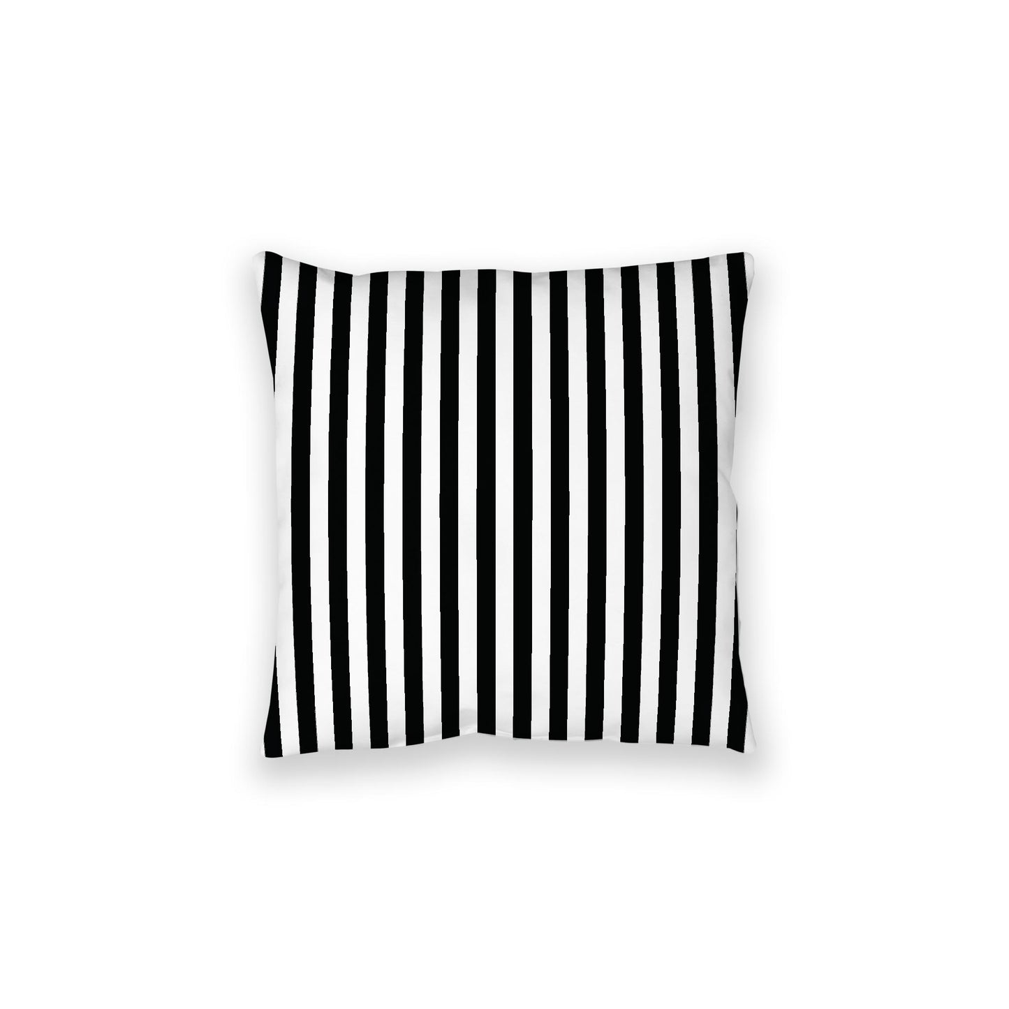 White Spun Polyester Floor Pillow, Bold Black Bars on Top, White Bottom , 28 x 28 inches / 71 x 71 inches