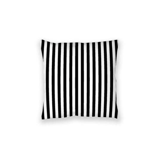 White Spun Polyester Floor Pillow, Bold Black Bars on Top, White Bottom , 28 x 28 inches / 71 x 71 inches