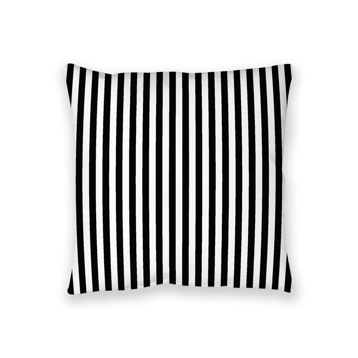 White Spun Polyester Floor Pillow, Bold Black Bars on Top, White Bottom , 36 x 36 inches / 91 x 91 inches