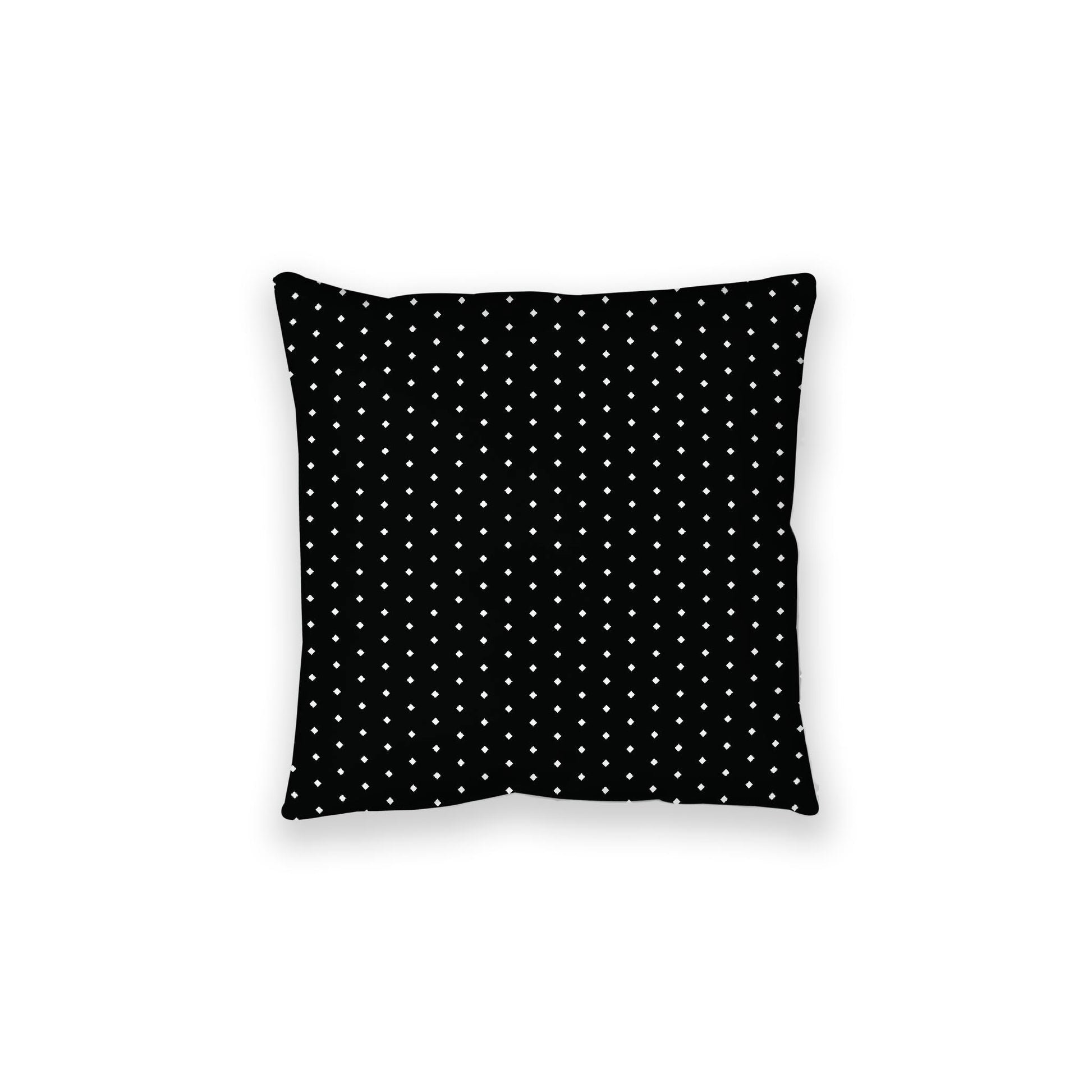 Black Spun Polyester Floor Pillow, White Diamonds on Top, Black Bottom , 28 x 28 inches / 71 x 71 inches