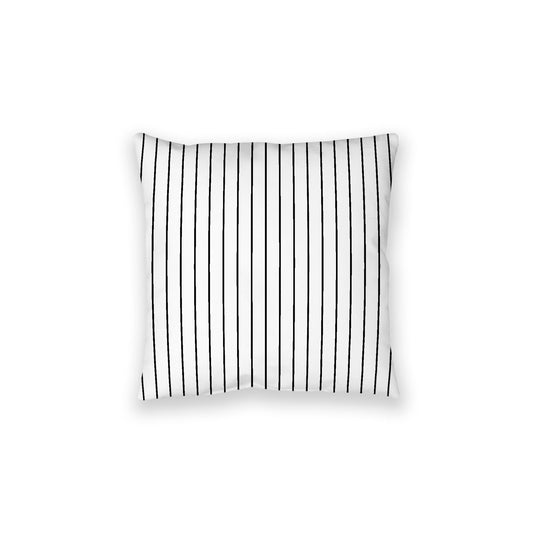 White Spun Polyester Floor Pillow, Black Stripes on Top, White Bottom , 28 x 28 inches / 71 x 71 inches