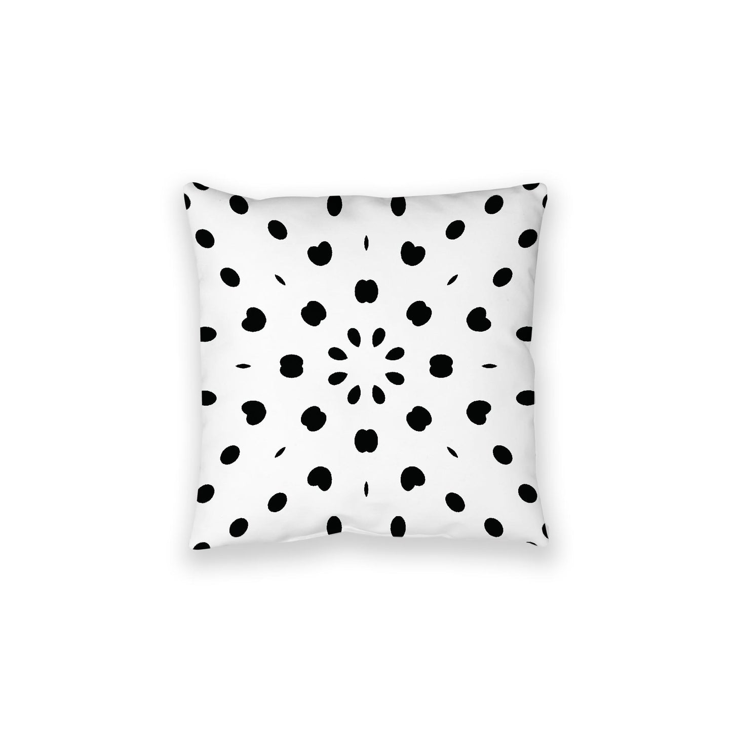 White Spun Polyester Floor Pillow, Black Burst on Top, White Bottom , 28 x 28 inches / 71 x 71 inches
