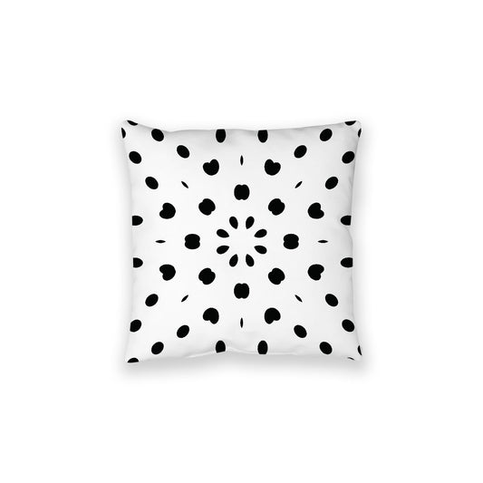 White Spun Polyester Floor Pillow, Black Burst on Top, White Bottom , 28 x 28 inches / 71 x 71 inches