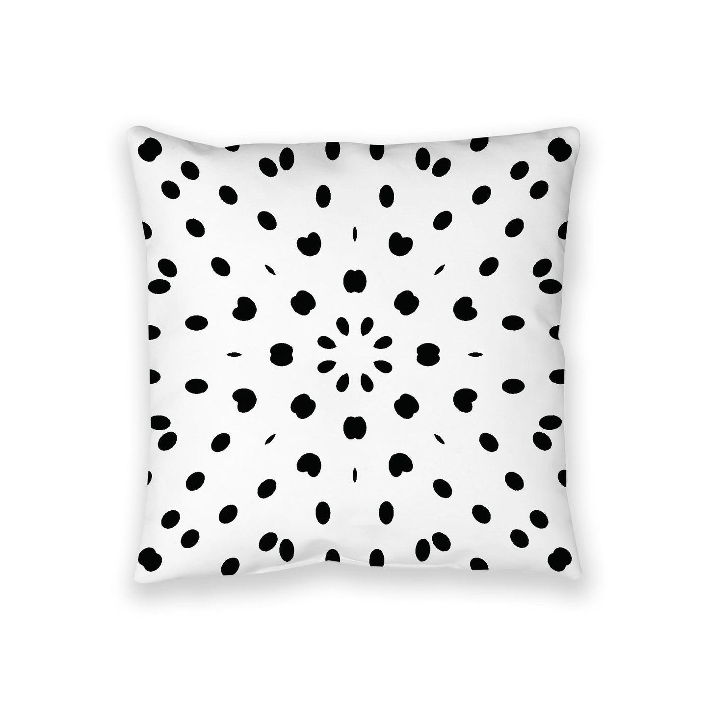 White Spun Polyester Floor Pillow, Black Burst on Top, White Bottom , 36 x 36 inches / 91 x 91 inches