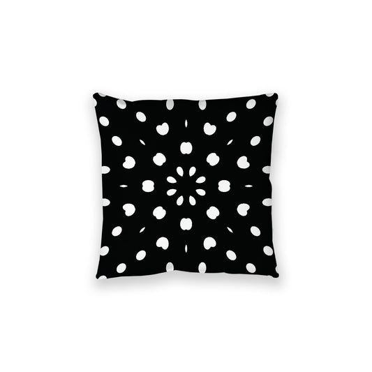Black Spun Polyester Floor Pillow, White Burst Pattern on Top, Black Bottom , 28 x 28 inches / 71 x 71 inches