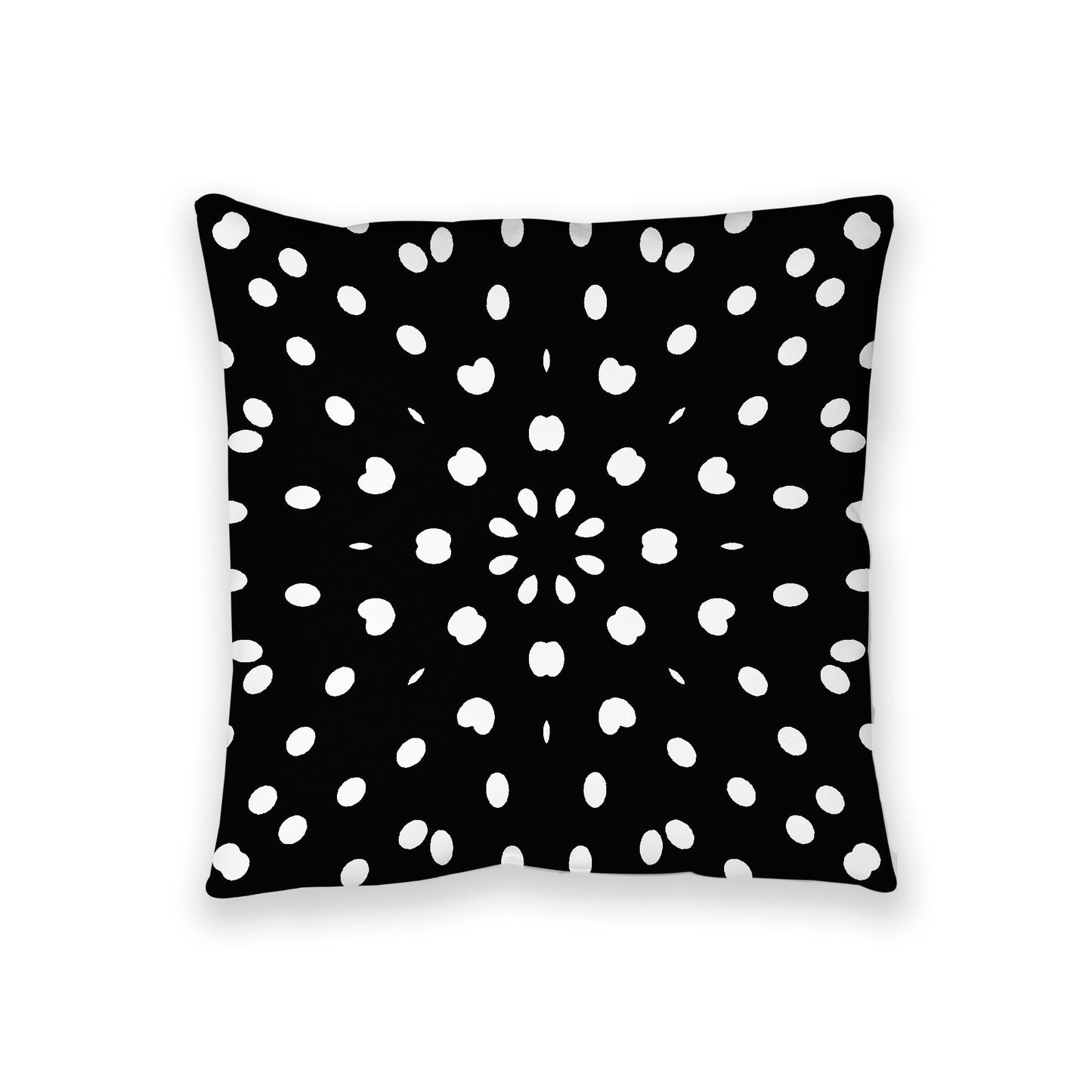 Black Spun Polyester Floor Pillow, White Burst Pattern on Top, Black Bottom , 36 x 36 inches / 91 x 91 inches