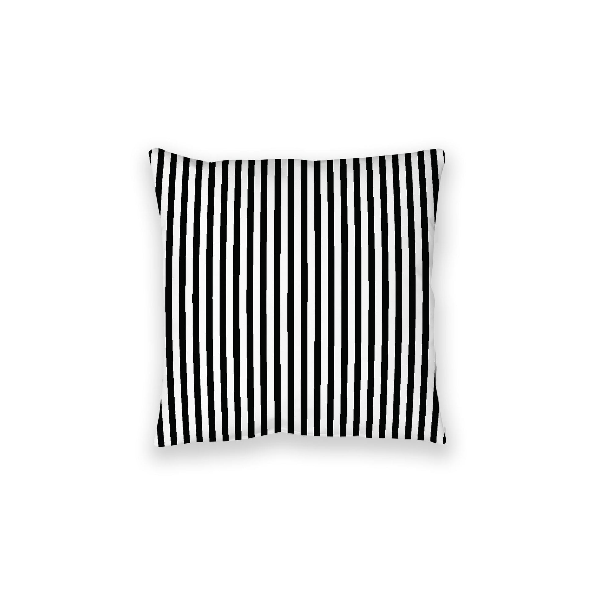 White Spun Polyester Floor Pillow, Thin Black Bars on Top, White Bottom , 28 x 28 inches / 71 x 71 inches