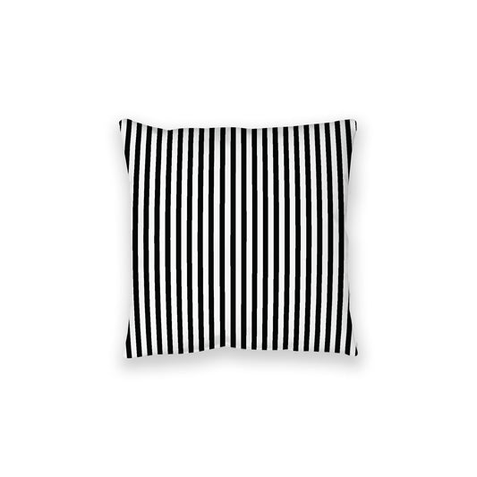 White Spun Polyester Floor Pillow, Thin Black Bars on Top, White Bottom , 28 x 28 inches / 71 x 71 inches